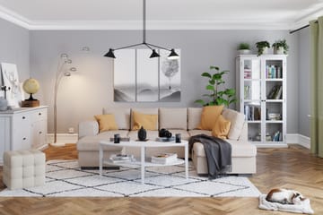 Link 4-sits Högervänd U-formad Soffa med Divan och Schäslong i Tyg - Beige - Möbler - Soffa - U-soffa