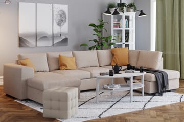 Link 4-sits Högervänd U-formad X-Large Soffa med Divan och Schäslong i Tyg - Beige - Möbler - Soffa - U-soffa