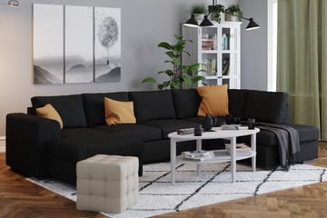 Link 4-sits Högervänd U-formad X-Large Soffa med Divan och Schäslong i Tyg - Svart - Möbler - Soffa - U-soffa