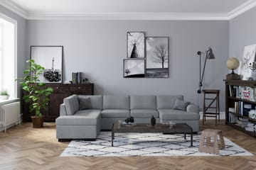 Link 4-sits Vänstervänd U-formad Soffa med Divan och Schäslong i Tyg - Ljusgrå - Möbler - Soffa - U-soffa