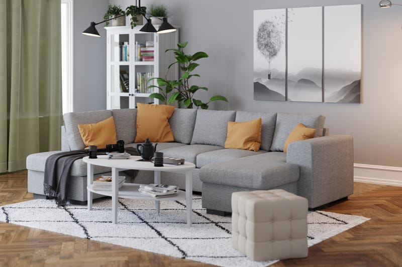 Link 4-sits Vänstervänd U-formad Soffa med Divan och Schäslong i Tyg - Ljusgrå - Möbler - Soffa - U-soffa
