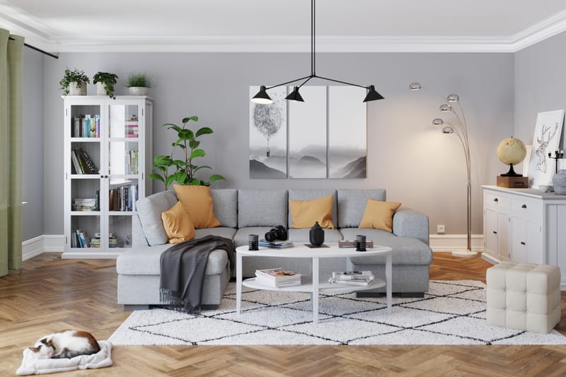 Link 4-sits Vänstervänd U-formad Soffa med Divan och Schäslong i Tyg - Ljusgrå - Möbler - Soffa - U-soffa
