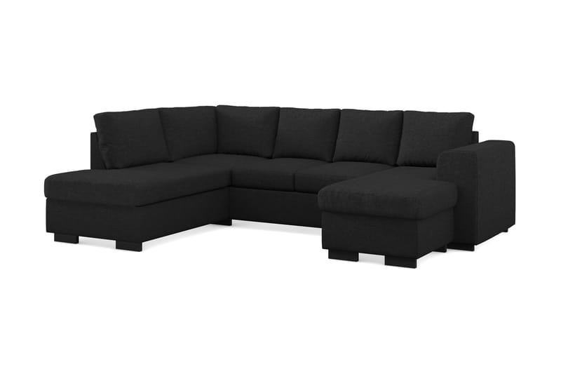 Link 4-sits Vänstervänd U-formad Soffa med Divan och Schäslong i Tyg - Svart - Möbler - Soffa - U-soffa
