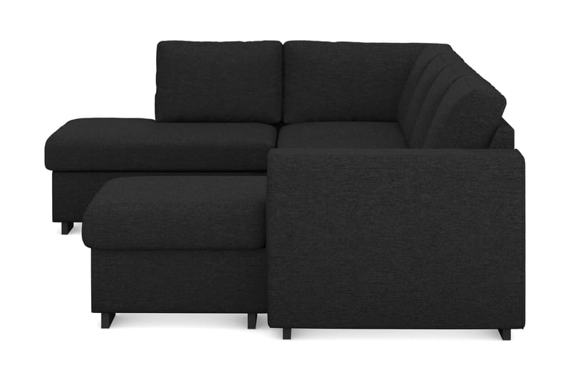 Link 4-sits Vänstervänd U-formad Soffa med Divan och Schäslong i Tyg - Svart - Möbler - Soffa - U-soffa