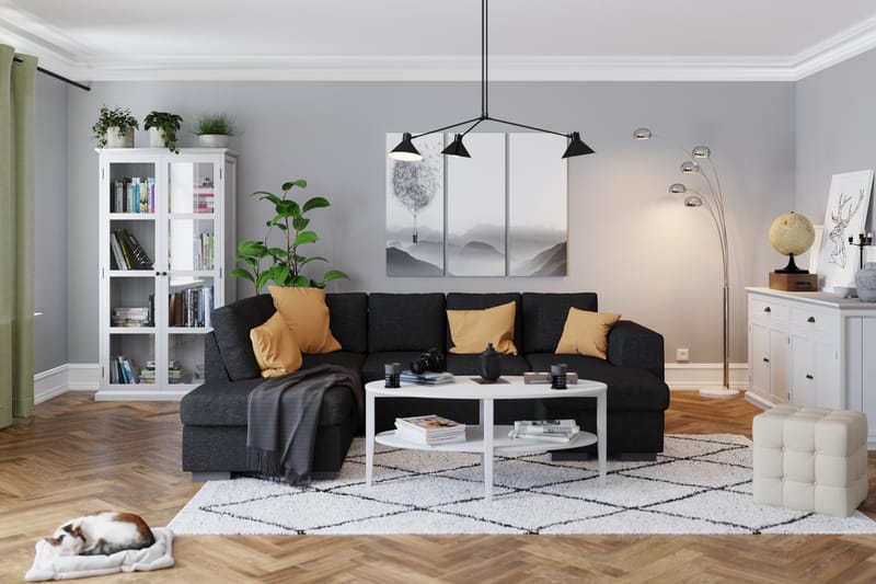 Link 4-sits Vänstervänd U-formad Soffa med Divan och Schäslong i Tyg - Svart - Möbler - Soffa - U-soffa