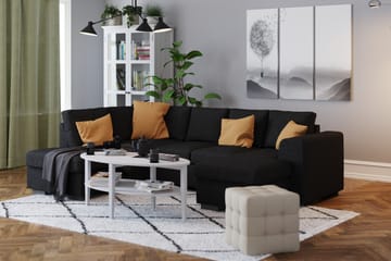 Link 4-sits Vänstervänd U-formad Soffa med Divan och Schäslong i Tyg - Svart - Möbler - Soffa - U-soffa