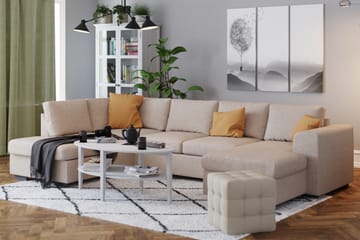 Link 4-sits Vänstervänd U-formad X-Large Soffa med Divan och Schäslong i Tyg - Beige - Möbler - Soffa - U-soffa