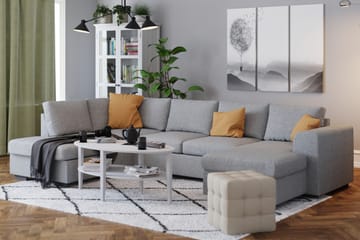 Link 4-sits Vänstervänd U-formad X-Large Soffa med Divan och Schäslong i Tyg - Ljusgrå - Möbler - Soffa - U-soffa