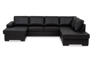 Link 5-sits Högervänd U-formad X-Large Soffa med Divan och Schäslong i Konstläder - Svart - Möbler - Soffa - U-soffa