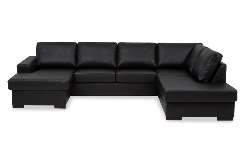 Link 5-sits Högervänd U-formad X-Large Soffa med Divan och Schäslong i Konstläder - Svart - Möbler - Soffa - U-soffa