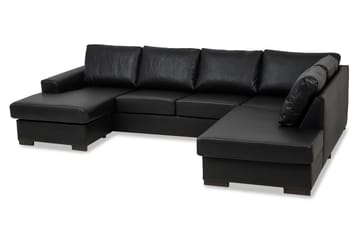 Link 5-sits Högervänd U-formad X-Large Soffa med Divan och Schäslong i Konstläder - Svart - Möbler - Soffa - U-soffa