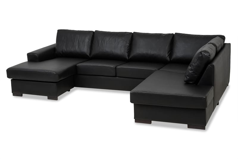 Link 5-sits Högervänd U-formad X-Large Soffa med Divan och Schäslong i Konstläder - Svart - Möbler - Soffa - U-soffa