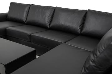 Link 5-sits Högervänd U-formad X-Large Soffa med Divan och Schäslong i Konstläder - Svart - Möbler - Soffa - U-soffa