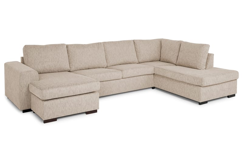 Link 5-sits Högervänd U-formad X-Large Soffa med Divan och Schäslong i Tyg - Beige - Möbler - Soffa - U-soffa