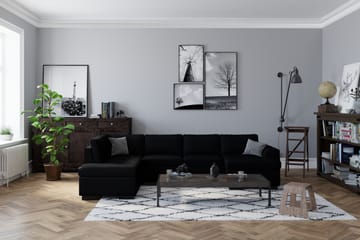 Link 5-sits Högervänd U-formad XX-Large Soffa med Divan och Schäslong i Konstläder - Svart - Möbler - Soffa - U-soffa