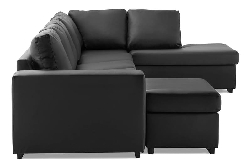 Link 5-sits Högervänd U-formad XX-Large Soffa med Divan och Schäslong i Konstläder - Svart - Möbler - Soffa - U-soffa