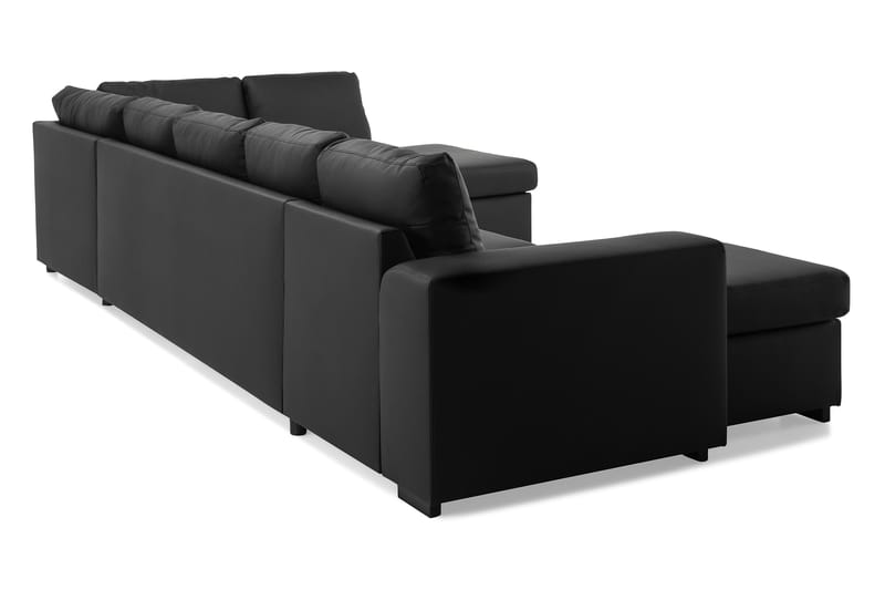 Link 5-sits Högervänd U-formad XX-Large Soffa med Divan och Schäslong i Konstläder - Svart - Möbler - Soffa - U-soffa
