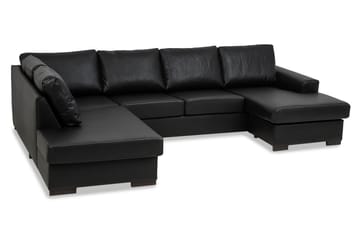 Link 5-sits Vänstervänd U-formad X-Large Soffa med Divan och Schäslong i Konstläder - Svart - Möbler - Soffa - U-soffa