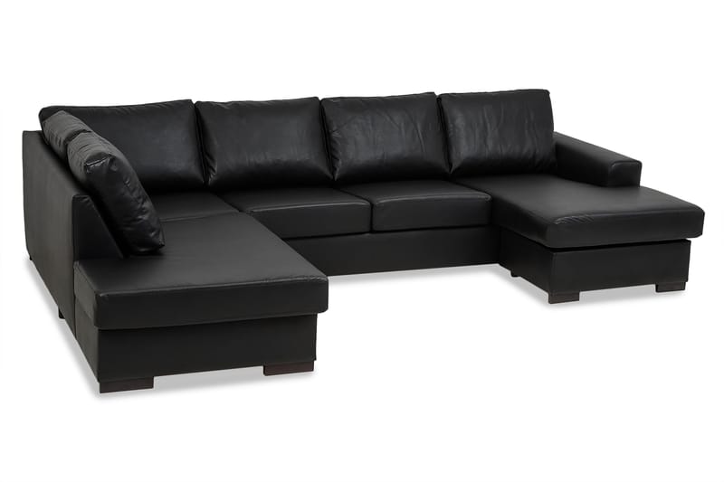 Link 5-sits Vänstervänd U-formad X-Large Soffa med Divan och Schäslong i Konstläder - Svart - Möbler - Soffa - U-soffa