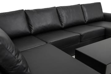 Link 5-sits Vänstervänd U-formad X-Large Soffa med Divan och Schäslong i Konstläder - Svart - Möbler - Soffa - U-soffa