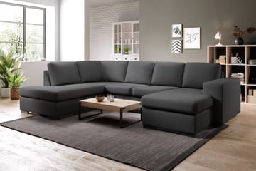 Memphis 4-sits Högervänd U-formad Soffa med Divan och Schäslong i Tyg - Mörkgrå - Möbler - Soffa - U-soffa