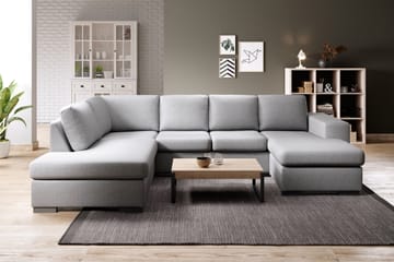 Memphis 4-sits Vänstervänd U-formad Soffa med Divan och Schäslong i Tyg - Grå - Möbler - Soffa - U-soffa