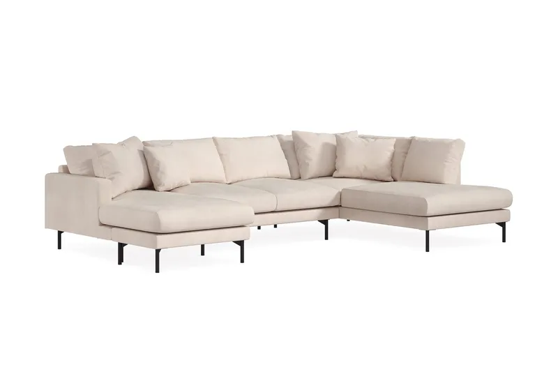 Menard 4-sits Högervänd Stor U-formad Djup Soffa med Divan och Schäslong i Manchester - Beige - Möbler - Soffa - U-soffa
