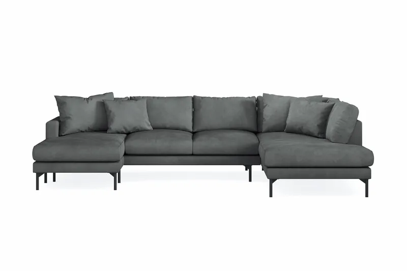 Menard 4-sits Högervänd Stor U-formad Djup Soffa med Divan och Schäslong i Manchester - Grå - Möbler - Soffa - U-soffa