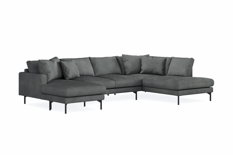 Menard 4-sits Högervänd Stor U-formad Djup Soffa med Divan och Schäslong i Manchester - Grå - Möbler - Soffa - U-soffa