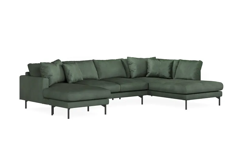 Menard 4-sits Högervänd Stor U-formad Djup Soffa med Divan och Schäslong i Manchester - Grön - Möbler - Soffa - U-soffa