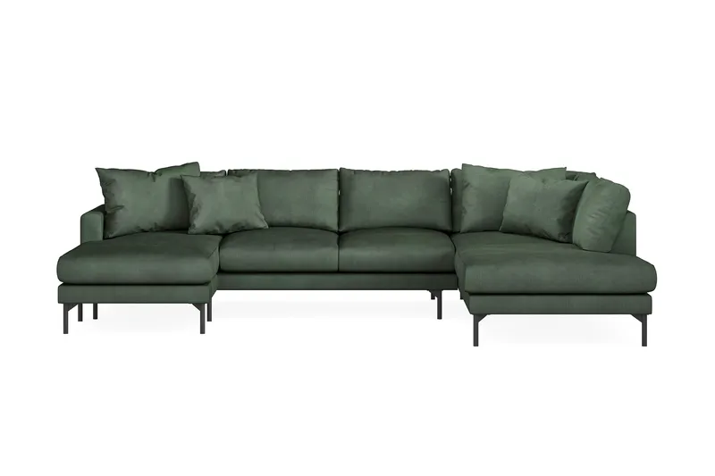 Menard 4-sits Högervänd Stor U-formad Djup Soffa med Divan och Schäslong i Manchester - Grön - Möbler - Soffa - U-soffa