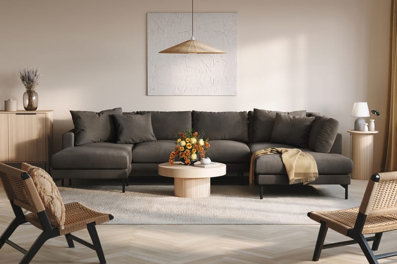 Menard 4-sits Högervänd Stor U-formad Djup Soffa med Divan och Schäslong i Manchester - Mörkgrå - Möbler - Soffa - U-soffa