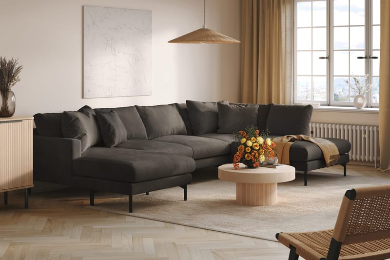 Menard 4-sits Högervänd Stor U-formad Djup Soffa med Divan och Schäslong i Manchester - Mörkgrå - Möbler - Soffa - U-soffa
