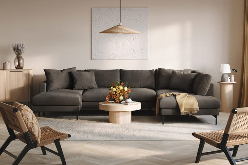 Menard 4-sits Högervänd Stor U-formad Djup Soffa med Divan och Schäslong i Manchester - Mörkgrå - Möbler - Soffa - U-soffa