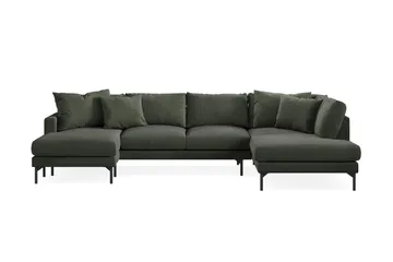 Menard 4-sits Högervänd Stor U-formad Djup Soffa med Divan och Schäslong i Manchester - Mörkgrön - Möbler - Soffa - U-soffa