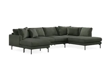 Menard 4-sits Högervänd Stor U-formad Djup Soffa med Divan och Schäslong i Manchester - Mörkgrön - Möbler - Soffa - U-soffa