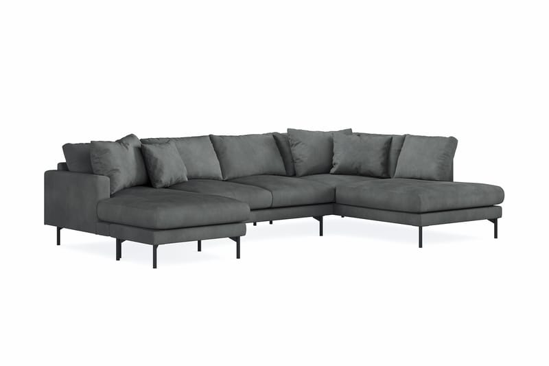 Menard 4-sits Högervänd U-formad Soffa med Divan och Schäslong i Manchester - Grå - Möbler - Soffa - U-soffa