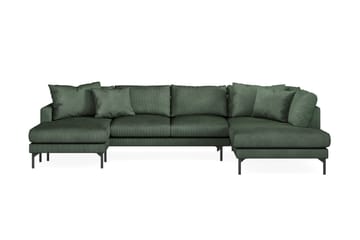 Menard 4-sits Högervänd U-formad Soffa med Divan och Schäslong i Manchester - Grön - Möbler - Soffa - U-soffa