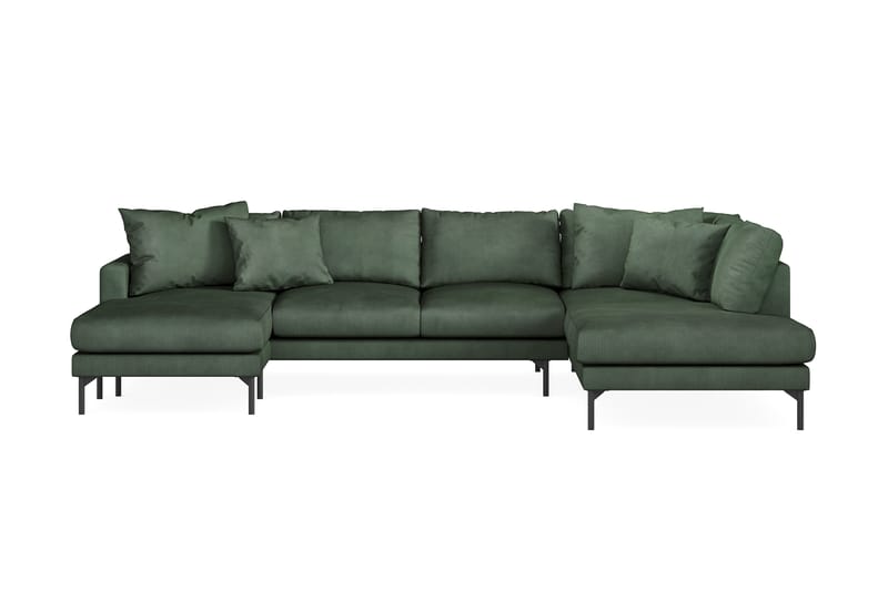 Menard 4-sits Högervänd U-formad Soffa med Divan och Schäslong i Manchester - Grön - Möbler - Soffa - U-soffa