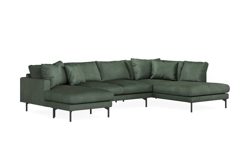Menard 4-sits Högervänd U-formad Soffa med Divan och Schäslong i Manchester - Grön - Möbler - Soffa - U-soffa