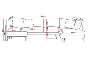 Menard 4-sits Högervänd U-formad Soffa med Divan och Schäslong i Tyg - Grå - Möbler - Soffa - U-soffa
