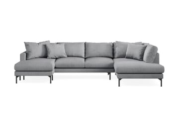 Menard 4-sits Högervänd U-formad Soffa med Divan och Schäslong i Tyg - Grå - Möbler - Soffa - U-soffa