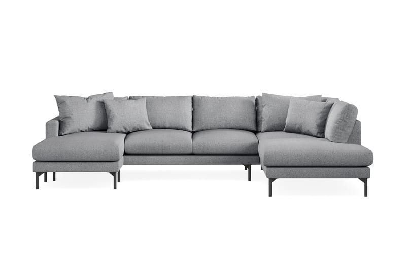 Menard 4-sits Högervänd U-formad Soffa med Divan och Schäslong i Tyg - Grå - Möbler - Soffa - U-soffa