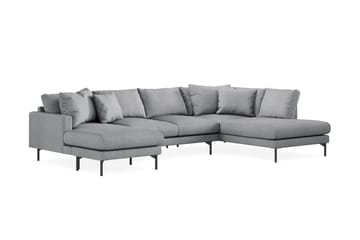 Menard 4-sits Högervänd U-formad Soffa med Divan och Schäslong i Tyg - Grå - Möbler - Soffa - U-soffa