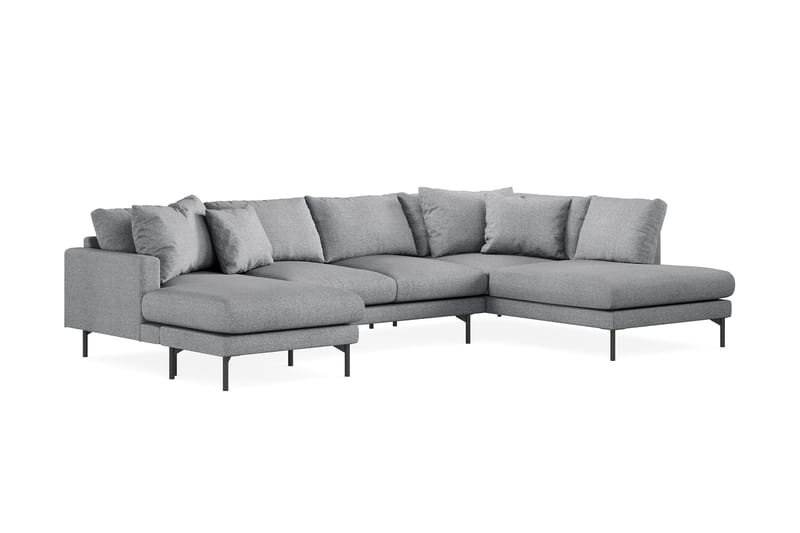 Menard 4-sits Högervänd U-formad Soffa med Divan och Schäslong i Tyg - Grå - Möbler - Soffa - U-soffa