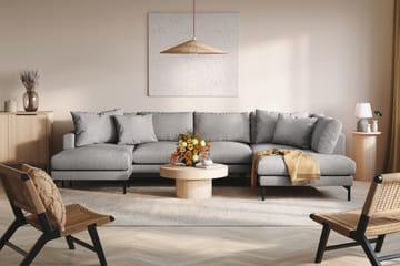 Menard 4-sits Högervänd U-formad Soffa med Divan och Schäslong i Tyg - Grå - Möbler - Soffa - U-soffa
