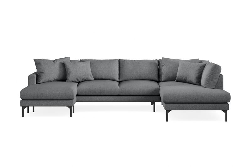 Menard 4-sits Högervänd U-formad Soffa med Divan och Schäslong i Tyg - Mörkgrå - Möbler - Soffa - U-soffa