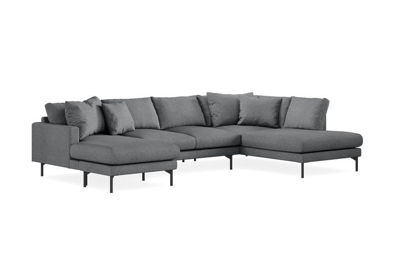 Menard 4-sits Högervänd U-formad Soffa med Divan och Schäslong i Tyg - Mörkgrå - Möbler - Soffa - U-soffa