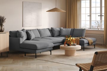 Menard 4-sits Högervänd U-formad Soffa med Divan och Schäslong i Tyg - Mörkgrå - Möbler - Soffa - U-soffa