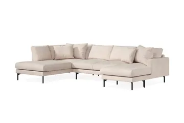 Menard 4-sits Vänstervänd Stor U-formad Djup Large Soffa med Divan och Schäslong i Manchester - Beige - Möbler - Soffa - U-soffa